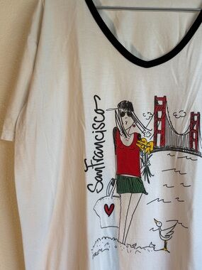 Vintage San Francisco novelty mumu beach cover up 80s coastal grandma L/XL